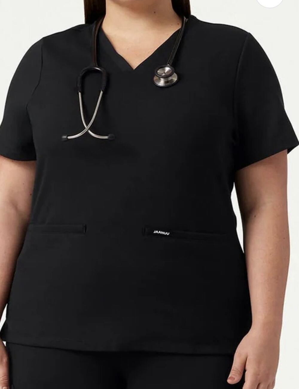 Jaanu Cesi Slim UltraSOFT Scrub Top Size XL Black